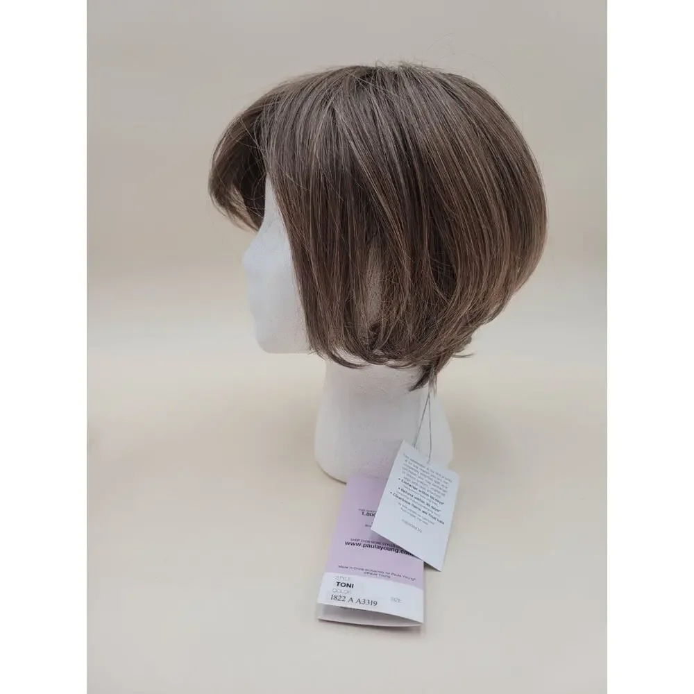 Paula Young Toni 100% Human Hair Wig Color 1822 A Brown Highlights Average Cib